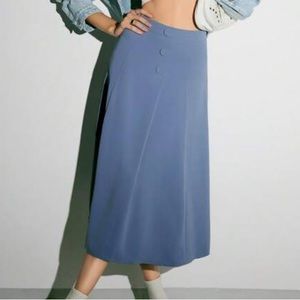 High Waist Fold Pleated Skirt - size 6 dusty blue